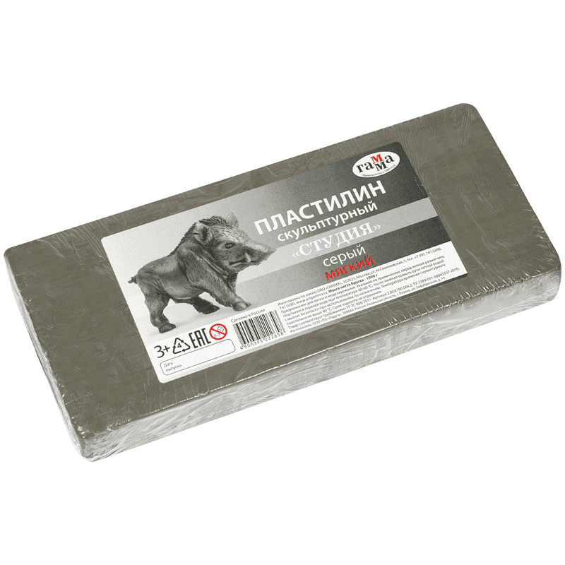 картинка Пластилин скульптурный Серый 1 кг (Мягкий)