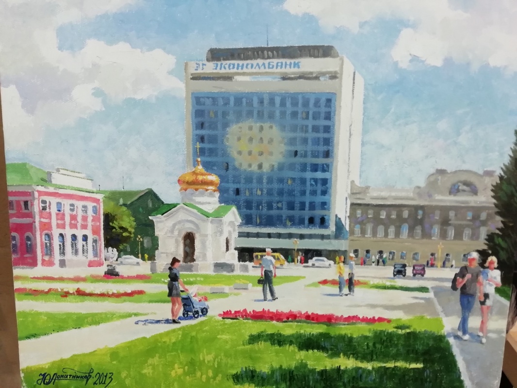 картинка Ю.Лопатников "  Театральная площадь " х.м. 40 * 50