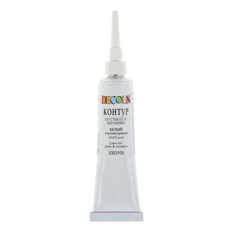 картинка Контур по стеклу керамике "Декола" белый перламутровый