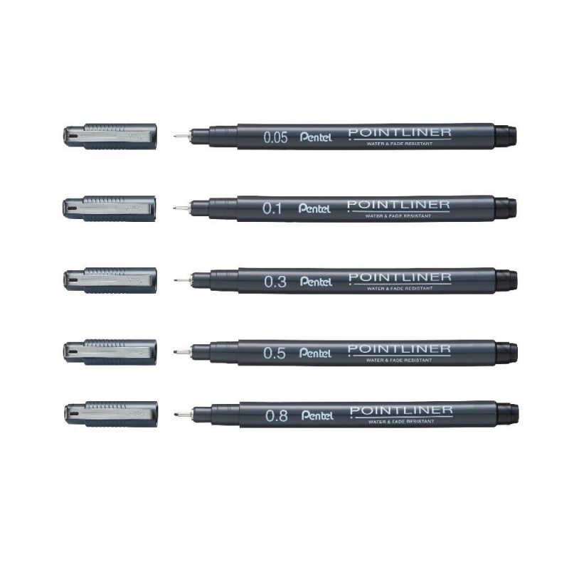 картинка Линер Pentel Pointliner 0,3 мм, черные чернила