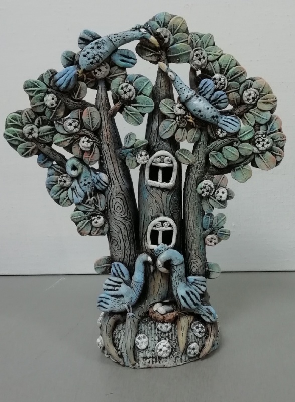 картинка Е. Трифонова подсвечник " Дерево ажурное " глина