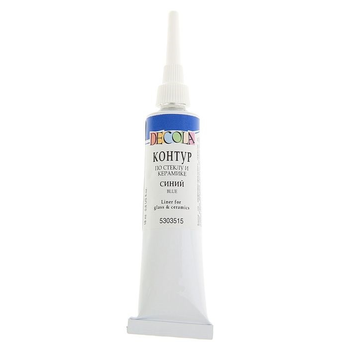 картинка Контур по стеклу керамике "Декола" синий