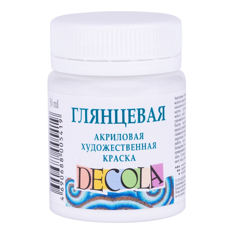 картинка Акрил глянцевый Белая 50мл, "Decola"