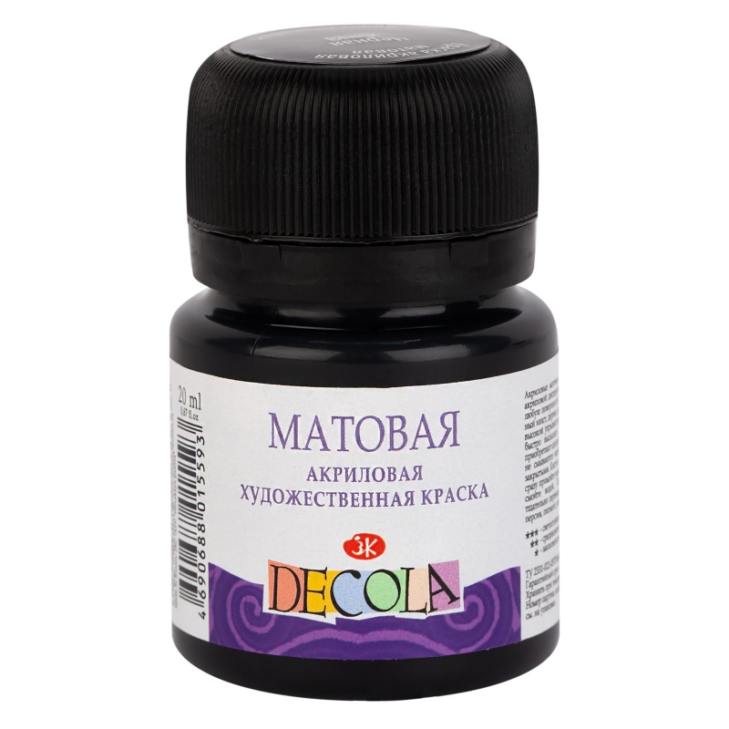 картинка Акрил матовый Черная 20 мл, "Decola"
