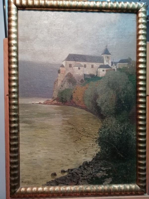 картинка Рудольф Вебер "Вид замка Шонвухель на Дунае" х/м 1