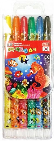 картинка Восковой мелок с выдвижным стержнем 6 шт.