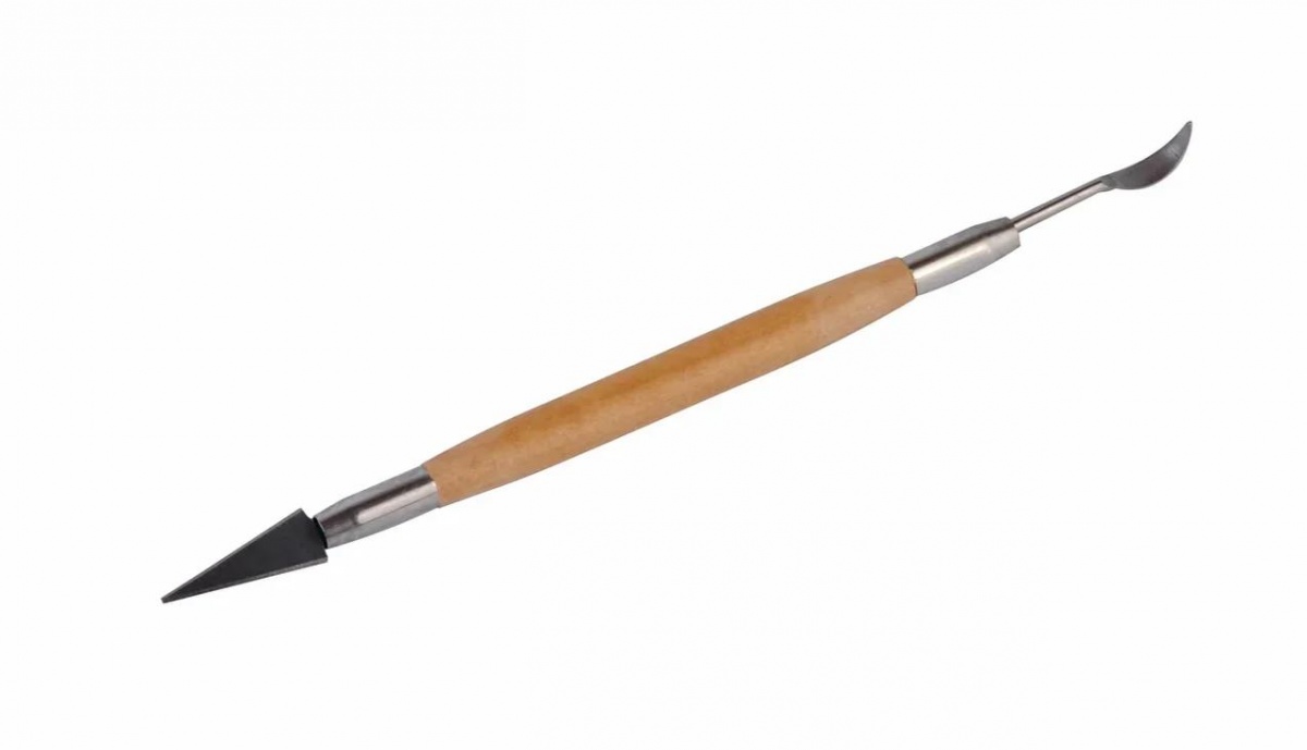 картинка Скульптурный нож, двухсторонний (лезвие/крюк), ручка деревянная, Хоббитания