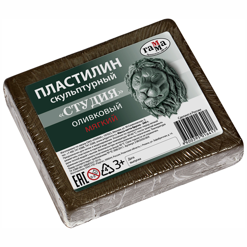 картинка Пластилин скульптурный Оливковый 0,5 кг (Мягкий)