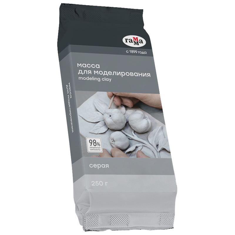 картинка Масса для моделирования Гамма "Хобби", самоотвердевающая, серый, 250г