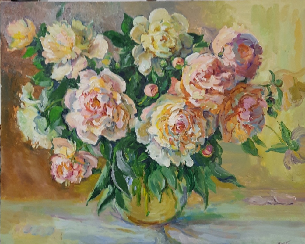 картинка Золотухина Маргарита "Пионы" х,м, 60*75, 2020