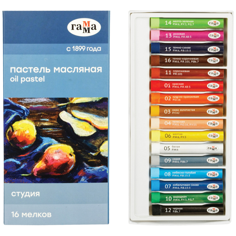 картинка Пастель масляная "Студия" 16 цв.