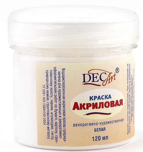 картинка Краска акриловая белая 120мл DecArt